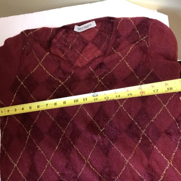 Marina Rinaldi Argyle Metallic Textured Mohair Wool Blend Crew Soft Sweater Top - Picture 14 of 16
